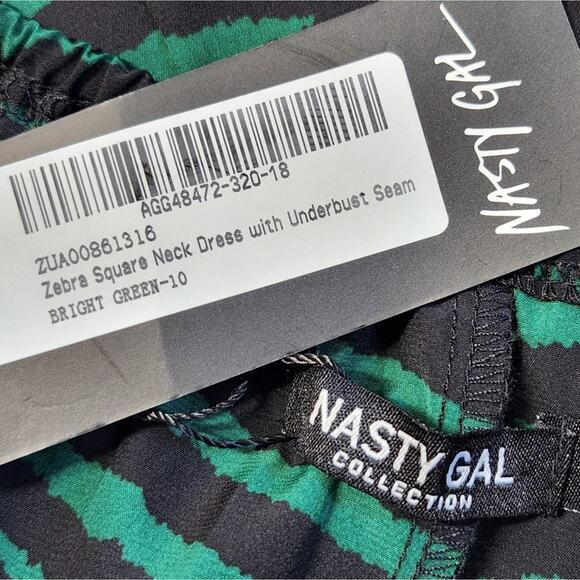 Nasty Gal zebra print dress green & black size 6 NWT - Picture 6 of 9